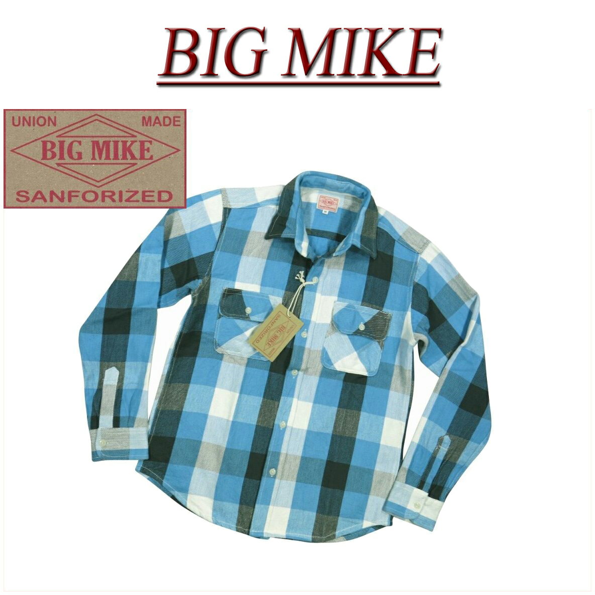  ac196 新品 BIG MIKE 復刻 長袖 バッファローチェック ヘビーネルシャツ 101735015 メンズ ビッグマイク HEAVY FLANNEL WORK SHIRTS フランネルシャツ ワークシャツ ヘビネル BIGMIKE Made in INDIA 