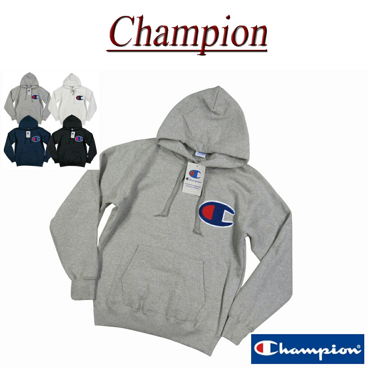 チャンピオン パーカー メンズ 【4色6サイズ】 ja971 新品 Champion ACTION STYLE さがら刺繍 ビッグロゴ 肉厚 プルオーバー スウェットパーカー C3-E127 メンズ チャンピオン アクションスタイル 裏起毛 フード プルパーカー (ビッグサイズあります!)