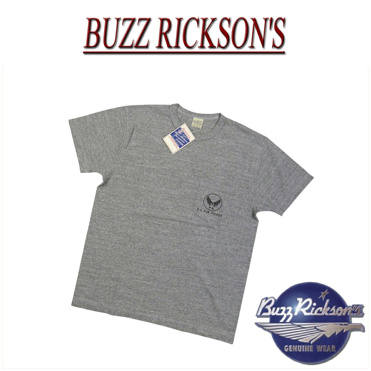 【4サイズ】 nz921 新品 BUZZ RICKSON’S 日本製 U.S. AIR FORCE スラブ地 ポケット付 半袖 Tシャツ BR77600 メンズ バズリクソンズ US AIR FORCE SLAB YARN T-SHIRT ティーシャツ Made in JAPAN 【smtb-kd】