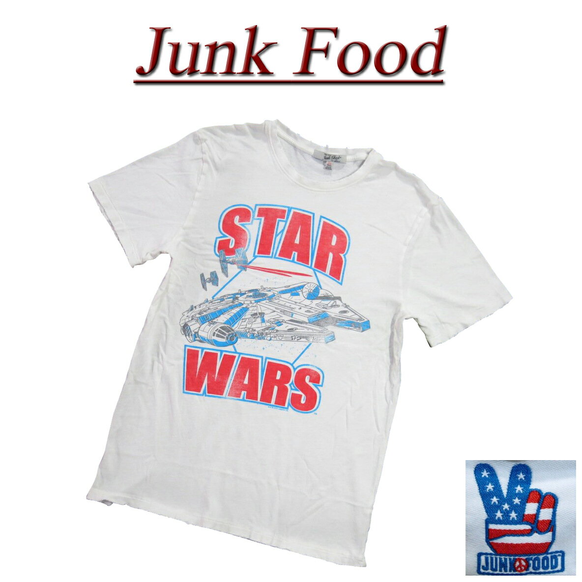  ac631 新品 JUNK FOOD スターウォーズ ミレニアムファルコン ビンテージ調 ダメージ加工 半袖 Tシャツ 12MS103XSW032 メンズ ジャンクフード STAR WARS MILLENNIUM FALCON ティーシャツ JunkFood 