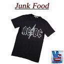 【US規格 5サイズ】 ac651 新品 JUNK FOOD AC/DC ビンテージ調 ダメージ加工 半袖 バンドTシャツ 12MS103XAC080 メンズ ジャンクフード エーシーディーシー ロック ティーシャツ JunkFood 【smtb-kd】