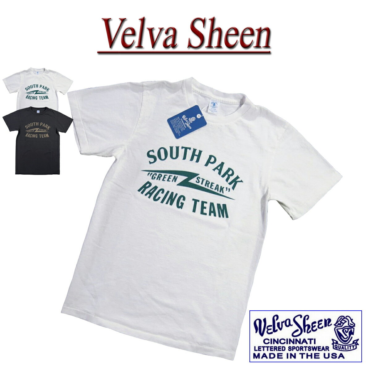  jd561 新品 Velva Sheen USA製 半袖 SOUTH PARK RACING TEAM TEE Tシャツ 162031 ベルバシーン メンズ ブルーレーベル ティーシャツ Made in USA 