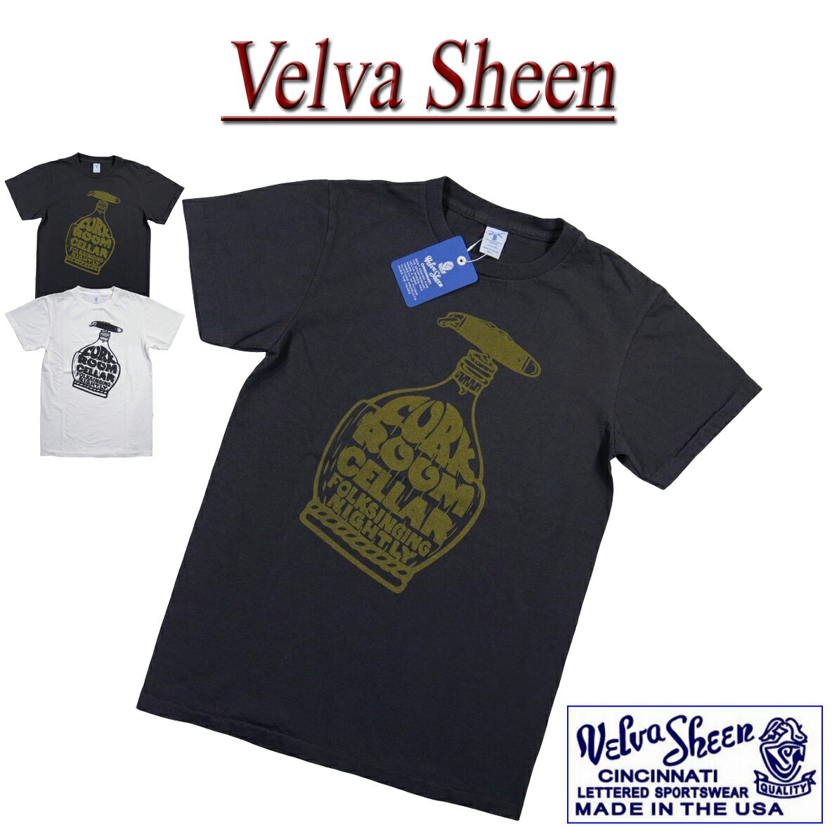 【2色4サイズ】 jd571 新品 Velva Sheen USA製 半袖 CORK ROOM CELLAR TEE Tシャツ 162033 ベルバシーン メンズ ブルーレーベル ティーシャツ Made in USA 【smtb-kd】