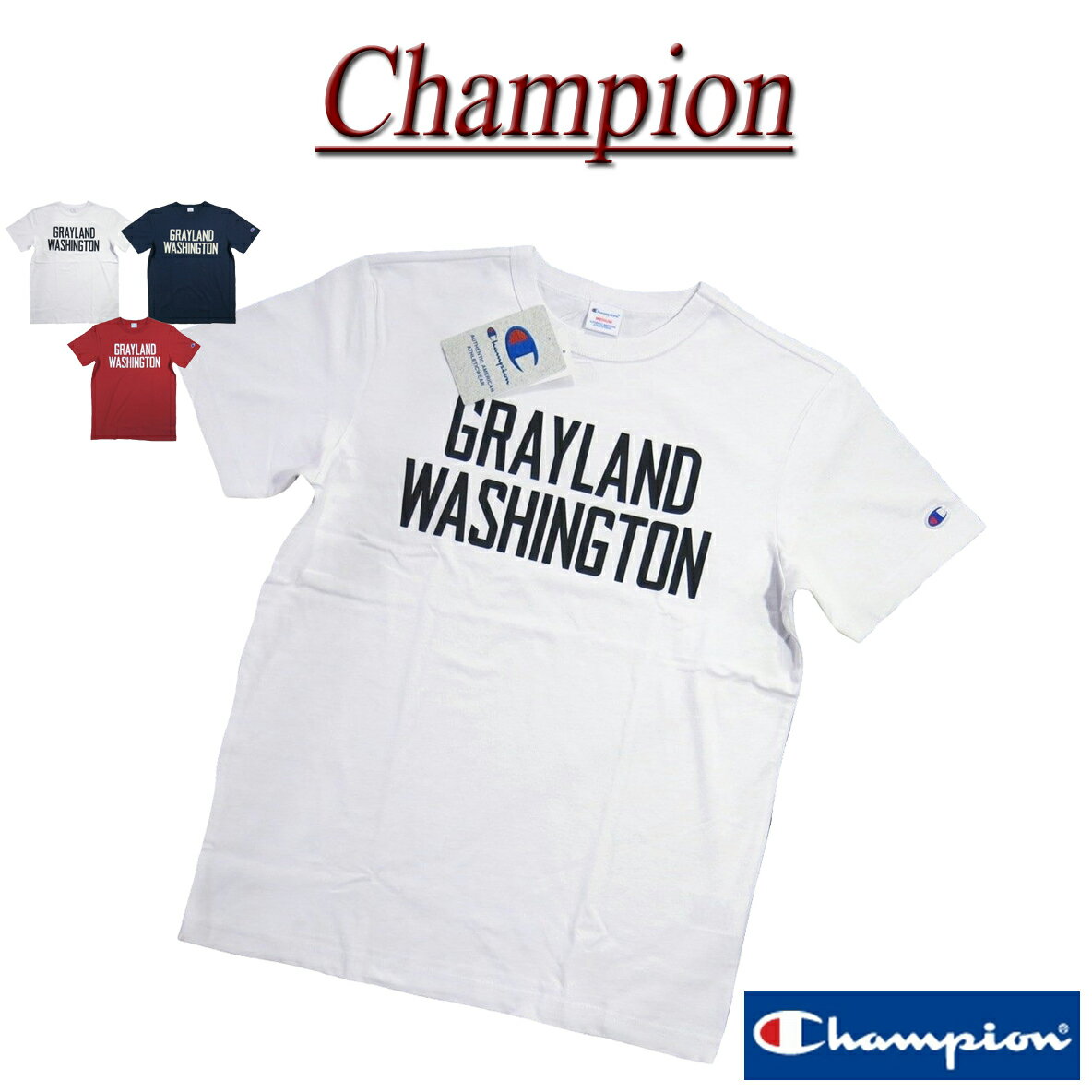 【3色3サイズ】 jd631 新品 Champion トリコロールタグ カレッジプリント 半袖 Tシャツ C3-R322 メンズ チャンピオン 染み込みプリント ティーシャツ アメカジ トリコタグ 【smtb-kd】のサムネイル