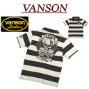  na902 新品 VANSON スカル クロスボーン フラッグ刺繍 半袖 ボーダー ポロシャツ NVPS-901 メンズ バンソン SKULL CROSSBONE SHORT SLEEVES POLO-SHIRT ドクロ ヴァンソン 