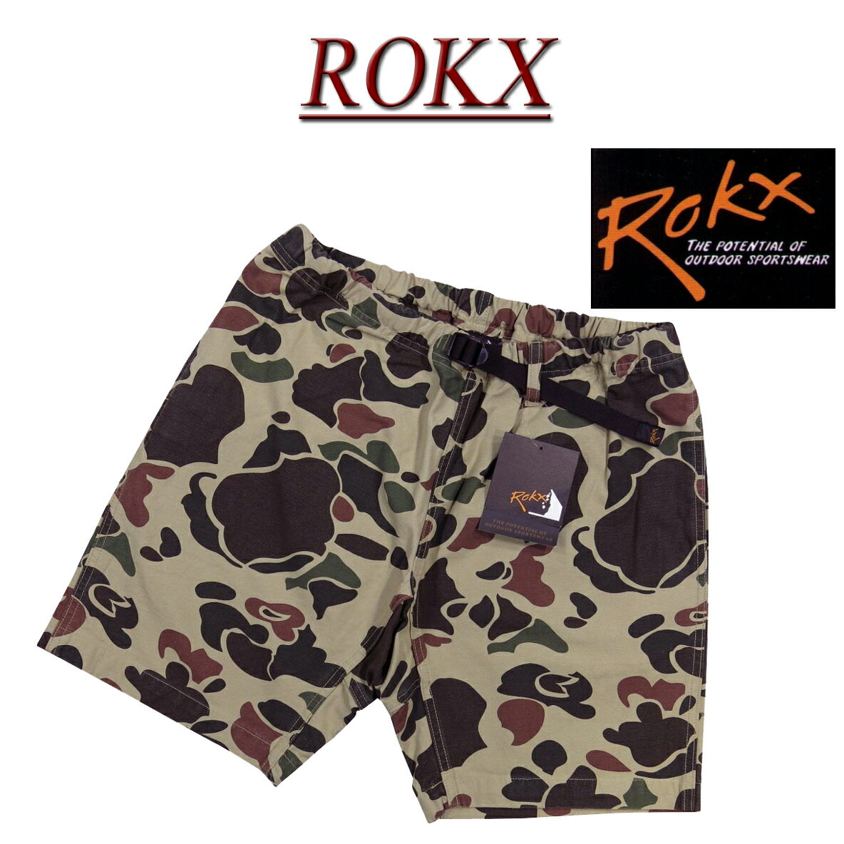 【4/26再入荷 定番 4サイズ】 ry373 新品 ROKX ロックス MG CAMOUFLAGE SHORT ダックハンター カモフラージュ コットンストレッチ ショートパンツ RXMS193028 クライミングパンツ メンズ 迷彩柄 ハーフパンツ ショーツ 【smtb-kd】