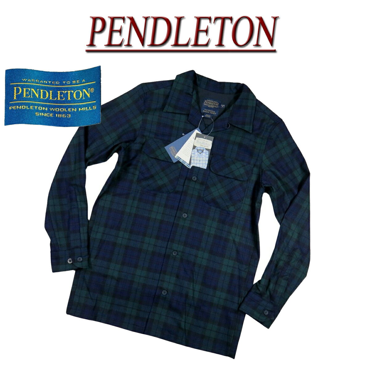  ac853 新品 PENDLETON BOARD SHIRT FITTED ブラックウォッチ 長袖 オープンカラー ウールシャツ RA072-30069 メンズ ペンドルトン タータンチェック チェックシャツ ペンデルトン ボードシャツ 