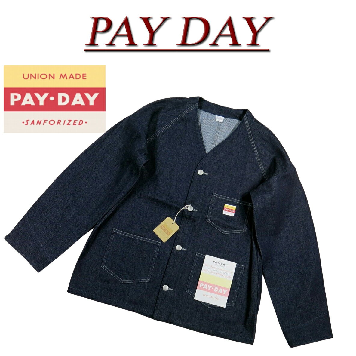 【4サイズ】 ac891 新品 PAY DAY 1950年代 復刻モデル インディゴ デニム エンジニアジャケット PD-007K メンズ ペイデイ デニムジャケット 50’s MODEL DENIM ENGINEER JACKET ワークジャケッ…