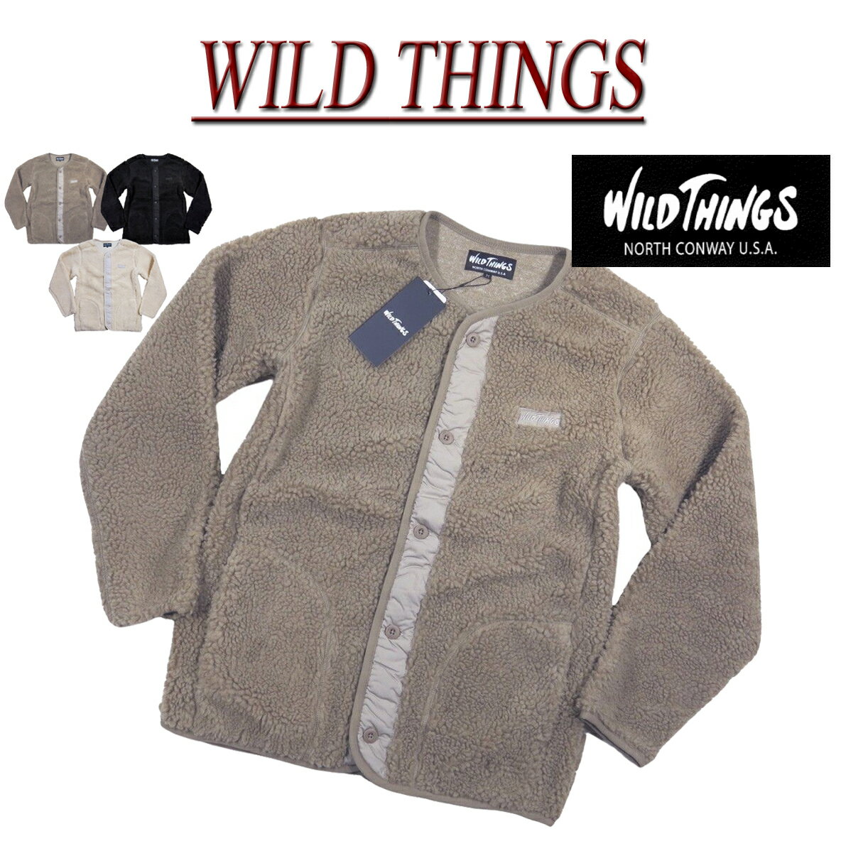 gn113  WILD THINGS ワイルドシングス FLUFFY BOA NO COLLAR JACKET