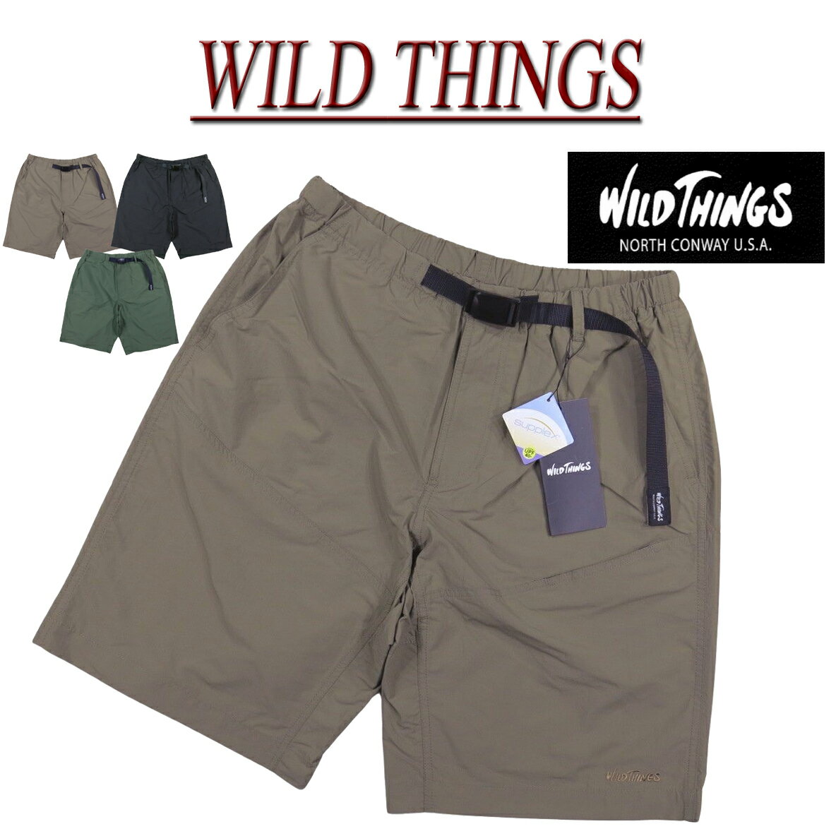 【3色4サイズ】 gn243 新品 WILD THINGS ワイルドシングス CAMP SHORTS サプレックス ナイロン キャンプ ショーツ WT21017PA メンズ ク..