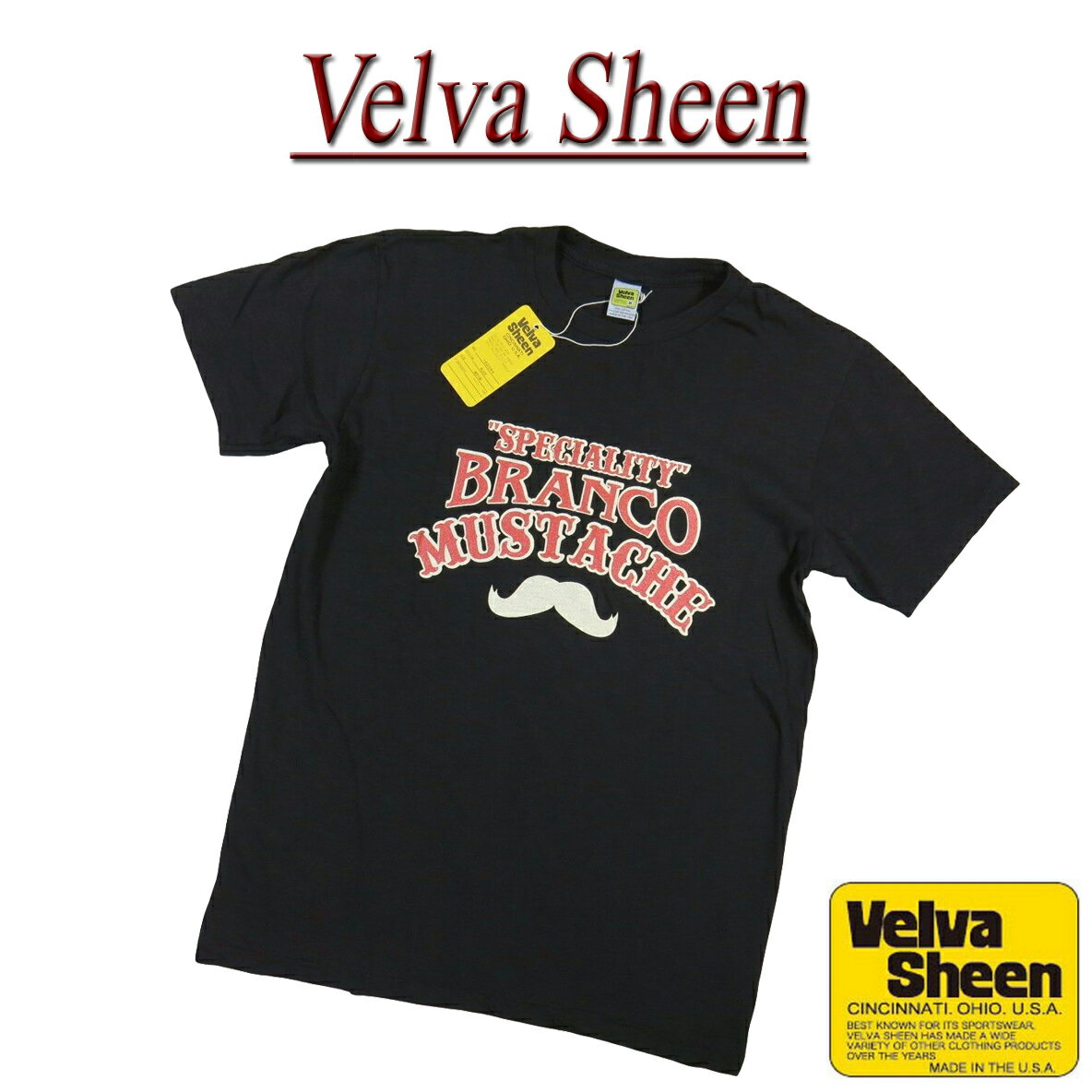  jd831 新品 Velva Sheen USA製 BRANCO MUSTACHE TEE 半袖 スラブ Tシャツ 162084 メンズ ベルバシーン ティーシャツ イエローレーベル Made in USA 