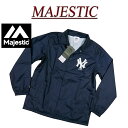 【4サイズ】 je061 新品 MAJESTIC 当店別注モデル ニューヨーク ヤンキース ロゴプリント コーチジャケット MM23-NY-OF11 メンズ マジェスティック ウインドブレーカー ナイロンジャケット New York Yankees MLB OFFICIAL WEAR NY 【smtb-kd】