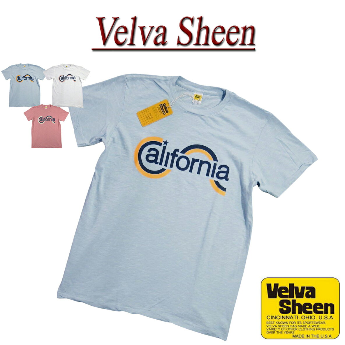 【5/31再入荷! 2021春夏 3色4サイズ】 je272 新品 Velva Sheen USA製 CALIFORNIA TEE 半袖 スラブ Tシャツ 162168 メンズ ベルバシーン ティーシャツ イエローレーベル Made in USA 【smtb-kd】