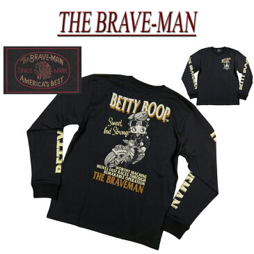 【2021春 4サイズ】 nc031 新品 THE BRAVE-MAN × BETTY BOOP ザ・ブレイブマン × ベティ・ブープ コラボ 刺繍 ロンT BBB-2101 メンズ 長袖 Tシャツ ロンティー 【smtb-kd】