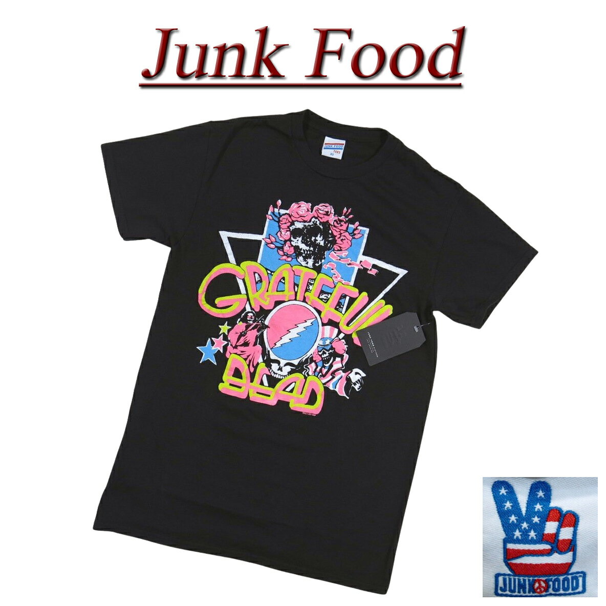 【US規格 5サイズ】 ad081 新品 JUNK FOOD グレイトフルデッド ビンテージ調 半袖 バンドTシャツ 12UXGD072 メンズ ジャンクフード GRATEFUL DEAD ロック ティーシャツ JunkFood 【smtb-kd】