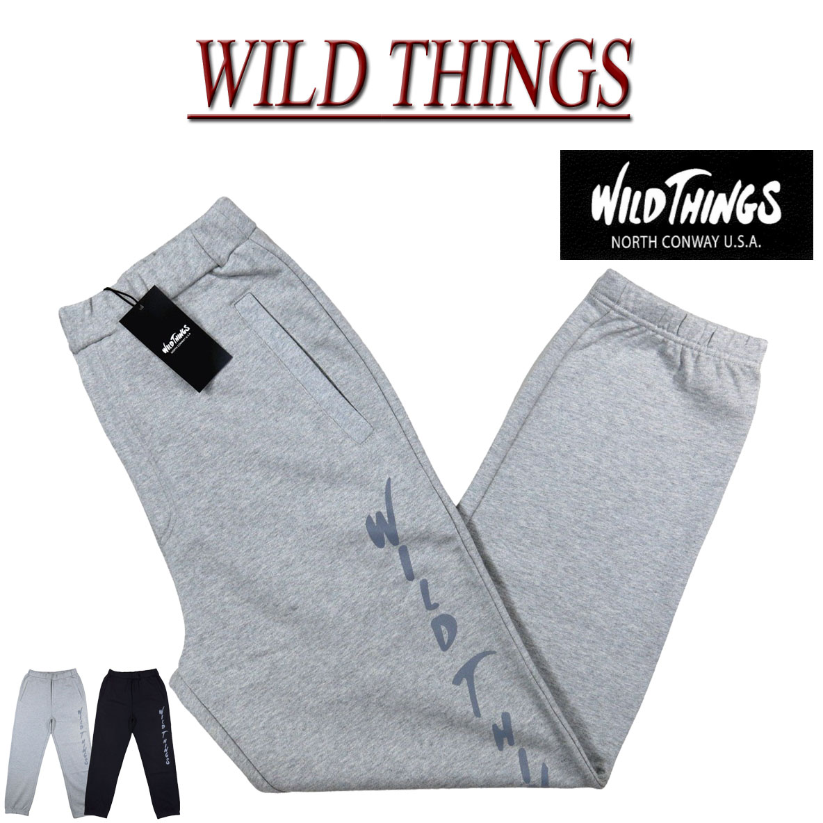 【2色4サイズ】 gn331 新品 WILD THINGS VERTICAL LOGO SWEAT PANTS リフレクター ロゴプリント ヘビーウェイト スウェットパンツ WT21252KY メンズ ワイルドシングス スエットパンツ 裏毛 【smtb-kd】