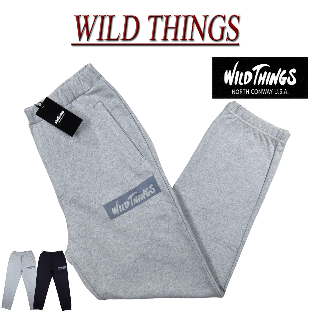 【2色4サイズ】 gn341 新品 WILD THINGS LOGO SWEAT PANTS リフレクター ロゴプリント ヘビーウェイト スウェットパンツ WT21249KY メンズ ワイルドシングス スエットパンツ 裏毛 【smtb-kd】