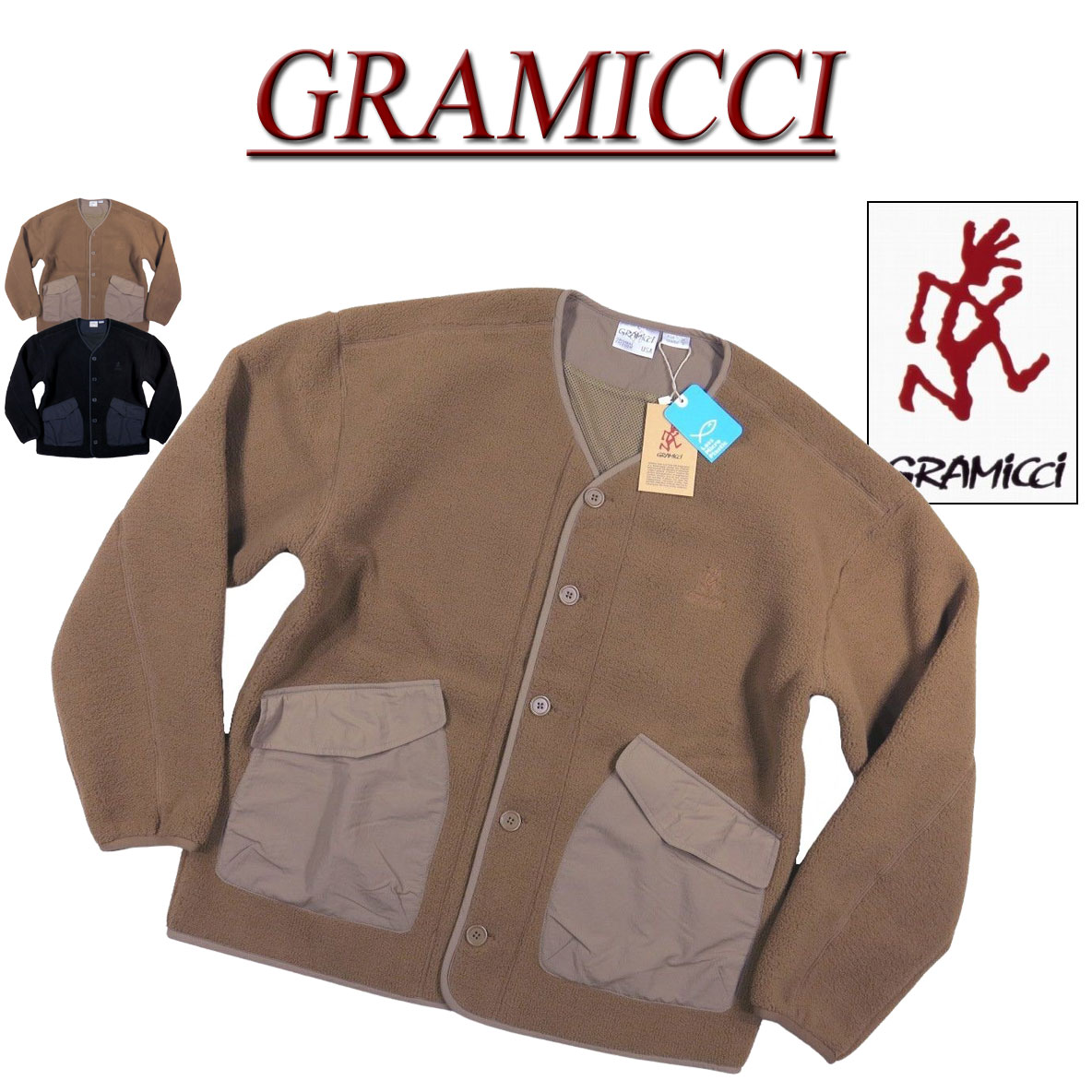 【2色5サイズ】 gn402 新品 GRAMICCI グラミチ BOA FLEECE CARDIGAN パイルボア フリース カーディガン ジャケット GUJK-21F074 メンズ アウトドア 【smtb-kd】