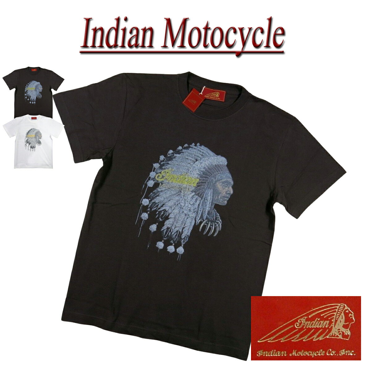 【2色4サイズ】je601 新品 INDIAN MOTOCYCLE インディアンヘッドプリント 半袖 Tシャツ IC-2552 メンズ インディアンモトサイクル WAR BONNET ティーシャツ IndianMotocycle 【smtb-kd】