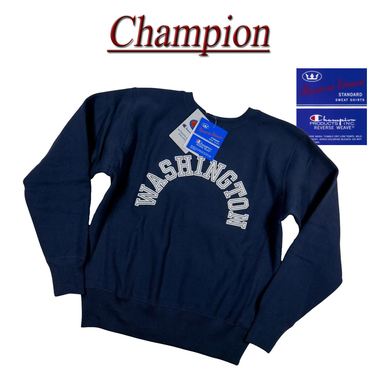  jf035 新品 Champion REVERSE WEAVE リバースウィーブ 青単タグ ラバープリント 裏起毛 スウェットシャツ C3-U026 メンズ チャンピオン トレーナー スエット 青単色タグ 