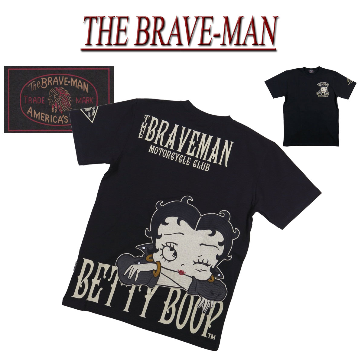  nc901 新品 THE BRAVE-MAN × BETTY BOOP ザ・ブレイブマン × ベティ・ブープ コラボ ストレッチコットン 半袖 Tシャツ BBB-2218 メンズ ベア天竺 SHORT SLEEVES T-SHIRT 