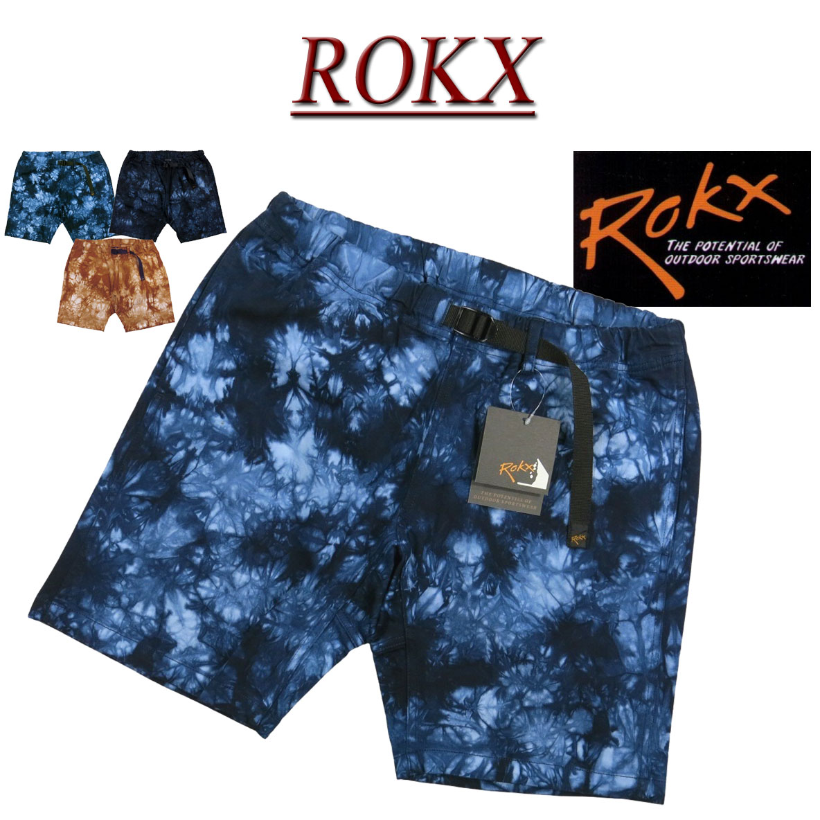  ry711 新品 ROKX ロックス CRYSTAL DYE SHORT ストレッチツイル タイダイ染め ショートパンツ クライミングパンツ RXMS223009 メンズ クリスタル ダイ ショート ボルダリング ハーフパンツ ショーツ 