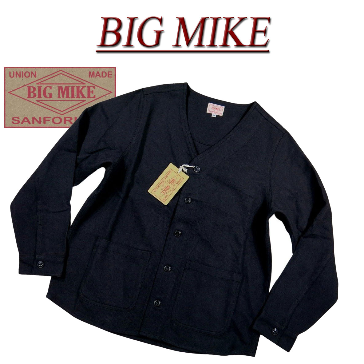 【4サイズ】 ad212 新品 BIG MIKE 復刻 長袖 無地 ヘビーフランネル カーディガン 102236104 メンズ ビッグマイク HEAVY FLANNEL CARDIGAN むじ ムジ フランネルシャツ ジャケット ヘビネル BIGMIKE 【smtb-kd】