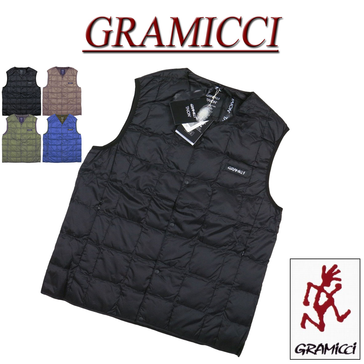 【4色5サイズ】 gn541 新品 GRAMICCI × TAION グラミチ × タイオン コラボ INNER DOWN VEST Vネック インナー ダウンベスト G2FU-J083-TG メンズ アウトドア 【smtb-kd】