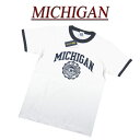  jf591 新品 MICHIGAN ミシガン大学 カレッジプリント 半袖 リンガーTシャツ MCGN-018 メンズ S/S COLLEGE T-SHIRT UNIVERSITY OF MICHIGAN ティーシャツ アメカジ 