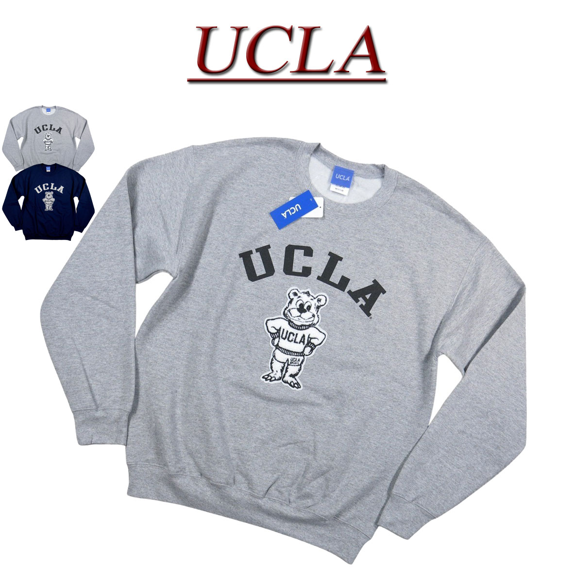  jf791 新品 UCLA ユーシーエルエー カレッジプリント さがら刺繍 裏起毛 スウェットシャツ UCLA-0519 メンズ カリフォルニア大学ロサンゼルス校 L/S COLLEGE SWEATSHIRT スエット トレーナー 