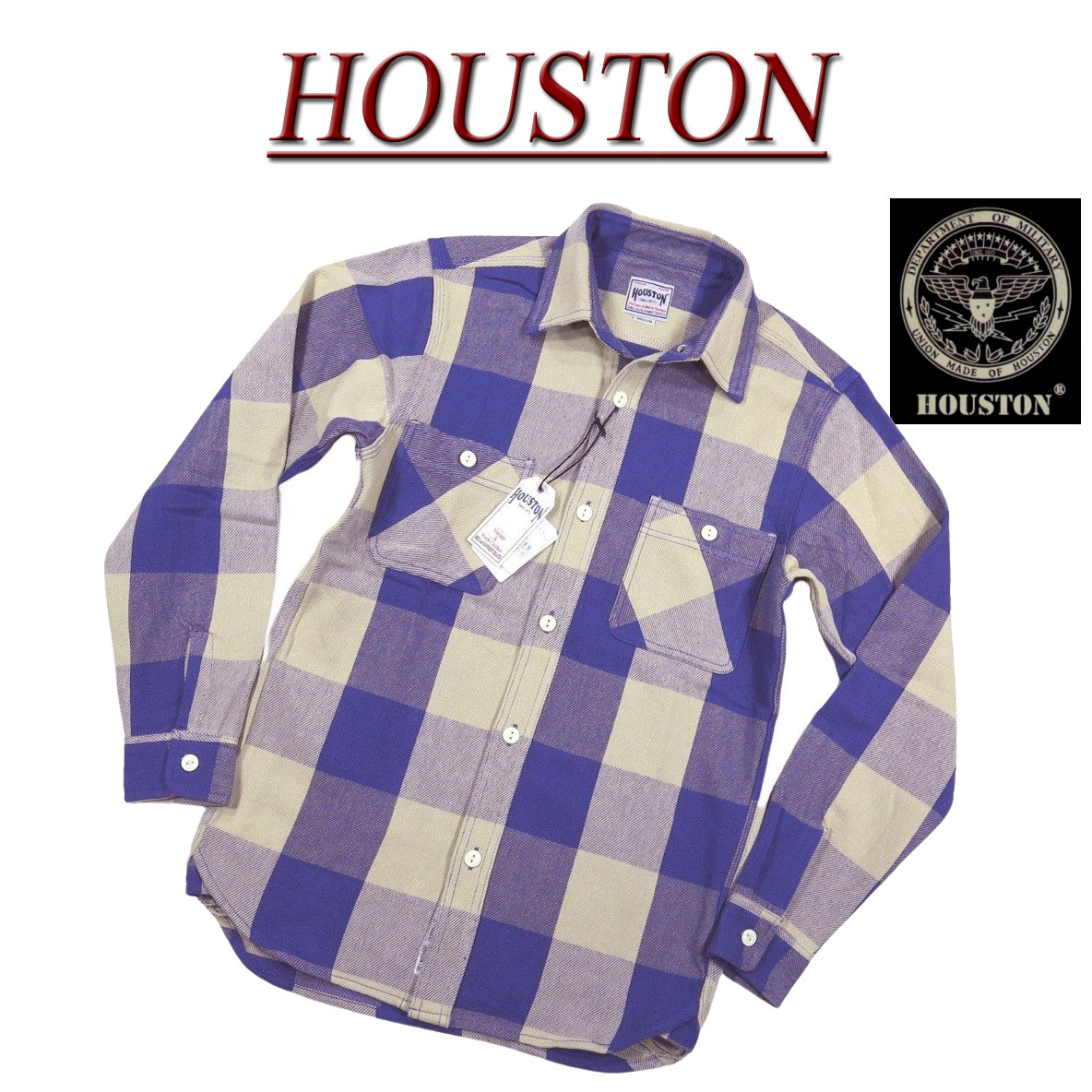  jf861 新品 HOUSTON マチ付 長袖 ビエラ ブロックチェック ヘビーネルシャツ 40958 メンズ ヒューストン HEAVY FLANNEL CHECK WORK SHIRT ワークシャツ ビエラチェック ヘビーフランネルシャツ アメカジ 