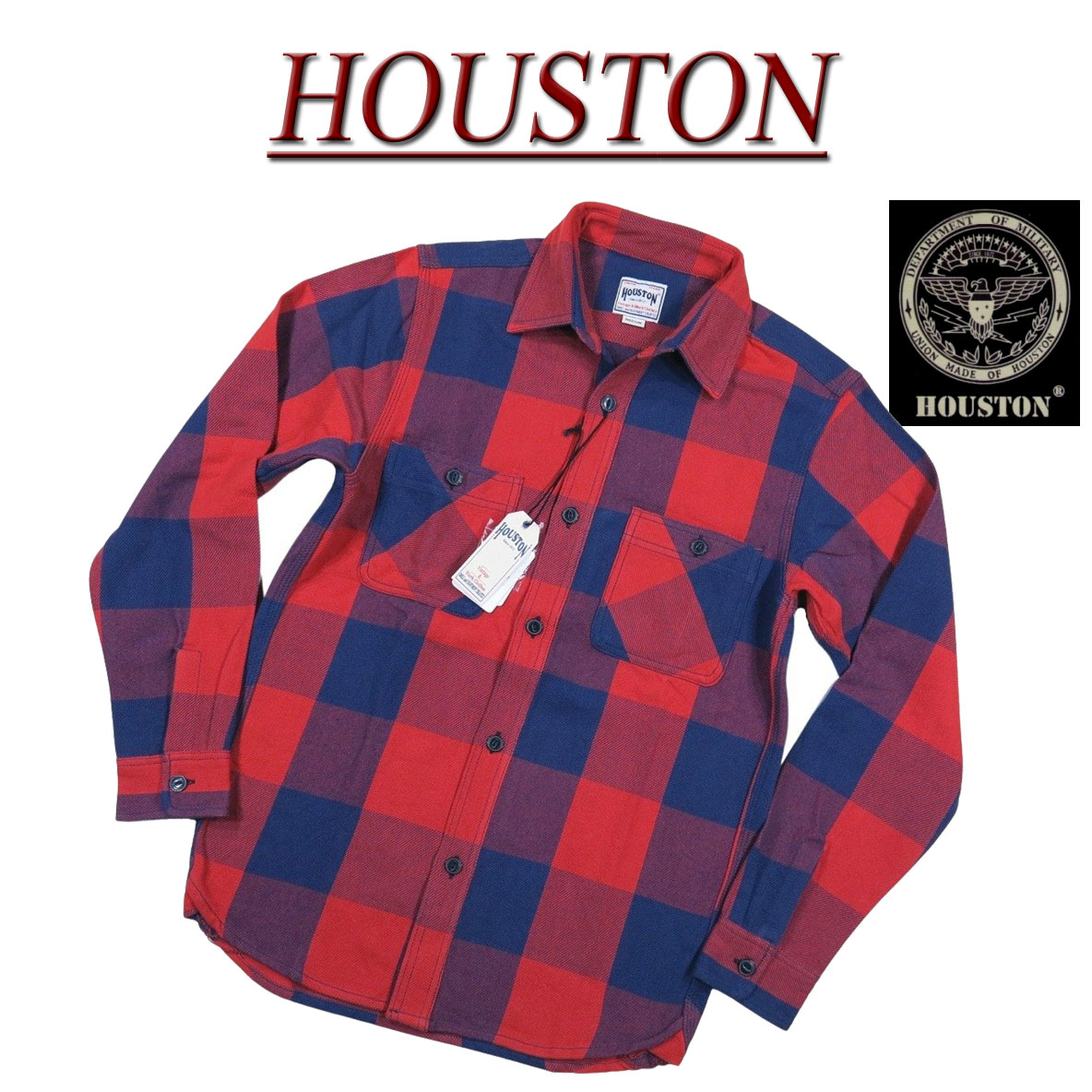  jf863 新品 HOUSTON マチ付 長袖 ビエラ ブロックチェック ヘビーネルシャツ 40958 メンズ ヒューストン HEAVY FLANNEL CHECK WORK SHIRT ワークシャツ ビエラチェック ヘビーフランネルシャツ アメカジ 