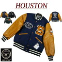 【3色4サイズ】 jf881 新品 HOUSTON さがら刺繍 WILD CATS PUレザー × メルトンウール スタジャン 51190 メンズ ヒューストン MELTON AWARD JACKET WILD CATS メルトン スタジアムジャケット スタジアムジャンパー アメカジ 【smtb-kd】