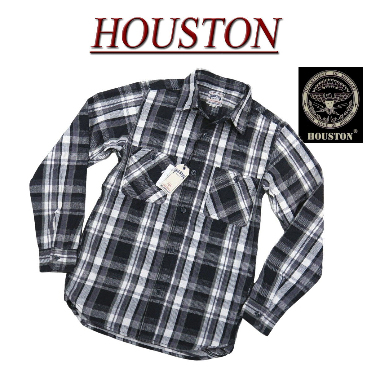  jf921 新品 HOUSTON マチ付 長袖 ビエラチェック ヘビーネルシャツ 40957 メンズ ヒューストン HEAVY FLANNEL CHECK WORK SHIRT ワークシャツ ヘビーフランネルシャツ チェックシャツ アメカジ 