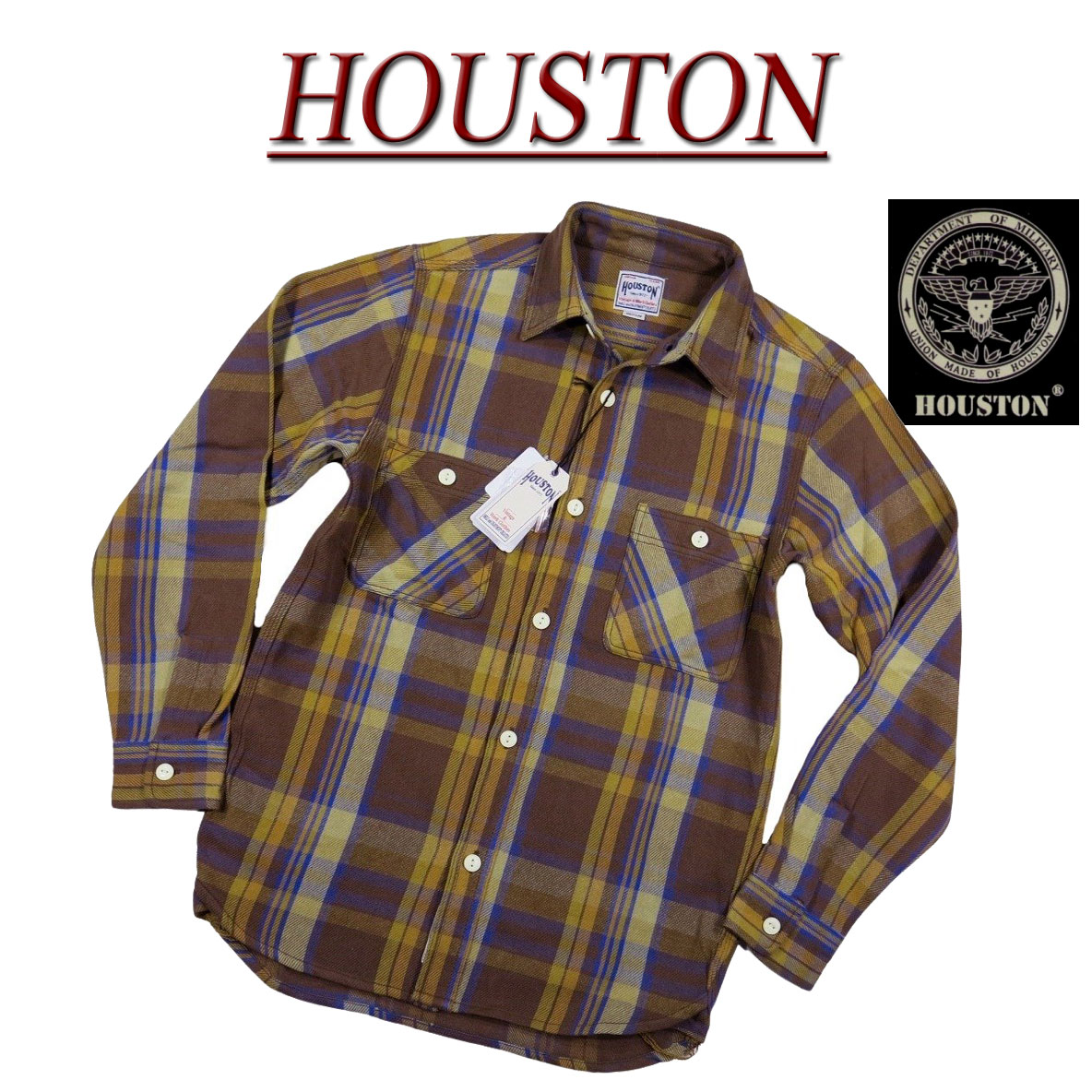  jf922 新品 HOUSTON マチ付 長袖 ビエラチェック ヘビーネルシャツ 40957 メンズ ヒューストン HEAVY FLANNEL CHECK WORK SHIRT ワークシャツ ヘビーフランネルシャツ チェックシャツ アメカジ 