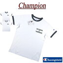  jg131 新品 Champion トリコロールタグ カレッジプリント 半袖 リンガーTシャツ C3-X345 メンズ チャンピオン フロッキープリント ティーシャツ アメカジ トリコタグ 