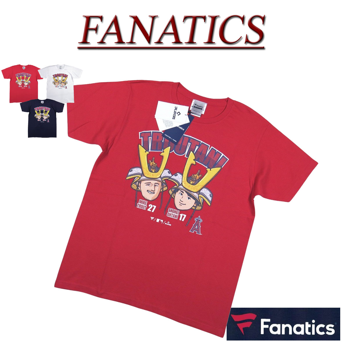 【3色4サイズ】 jg381 新品 FANATICS Los Angeles Angels トラウタニ 兜 ネーム & ナンバープリント 半袖 Tシャツ ML01-23SS-0042 メンズ ファナティクス 大谷翔平×マイク・トラウト ロサンゼルス エンジェルス エンゼルス MLB OFFICIAL TROUTANI KABUTO 【smtb-kd】