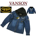 【4サイズ】nd211 新品 VANSON フード脱着 中綿入り 長袖 デニム CPOジャケット NVSL-2206 メンズ バンソン DENIM CPO JACKET CPOデニムシャツジャケット デニムジャケット 【smtb-kd】