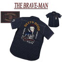 【4サイズ】 nd381 新品 THE BRAVE-MAN × BETTY BOOP ザ ブレイブマン × ベティ ブープ コラボ ウォバッシュストライプ 半袖 ワークシャツ BBB-2325 メンズ WABASH STRIPE SHORT SLEEVES WORK SHIRT 刺繍 チンスト マチ付 【smtb-kd】