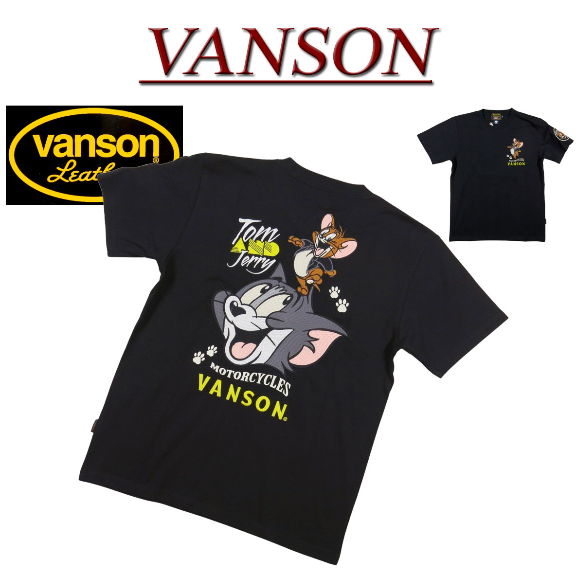 Character - 【4サイズ】 nd511 新品 VANSON × TOM & JERRY コラボ 刺繍 半袖 Tシャツ TJV-2325 メンズ バンソン × トムとジェリー ティーシャツ ヴァンソン 【smtb-kd】