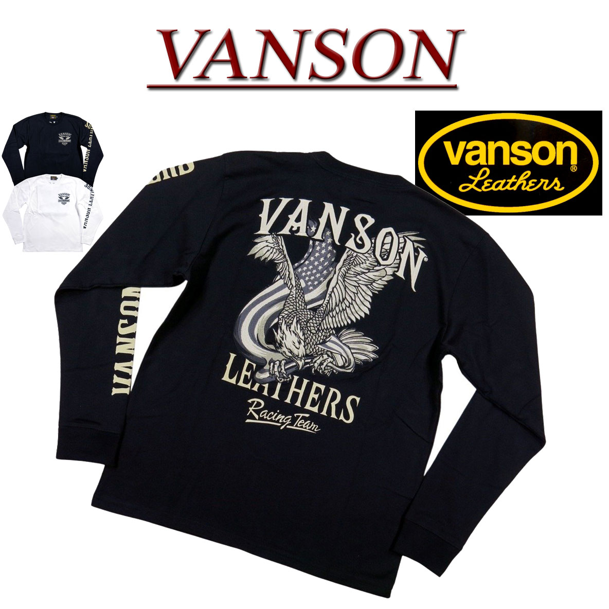  nd561 新品 VANSON アメリカンイーグル刺繍 ロンT NVLT-2311 メンズ バンソン AMERICAN EAGLE LONG SLEEVES T-SHIRT 長袖 Tシャツ ヴァンソン ロンティー 