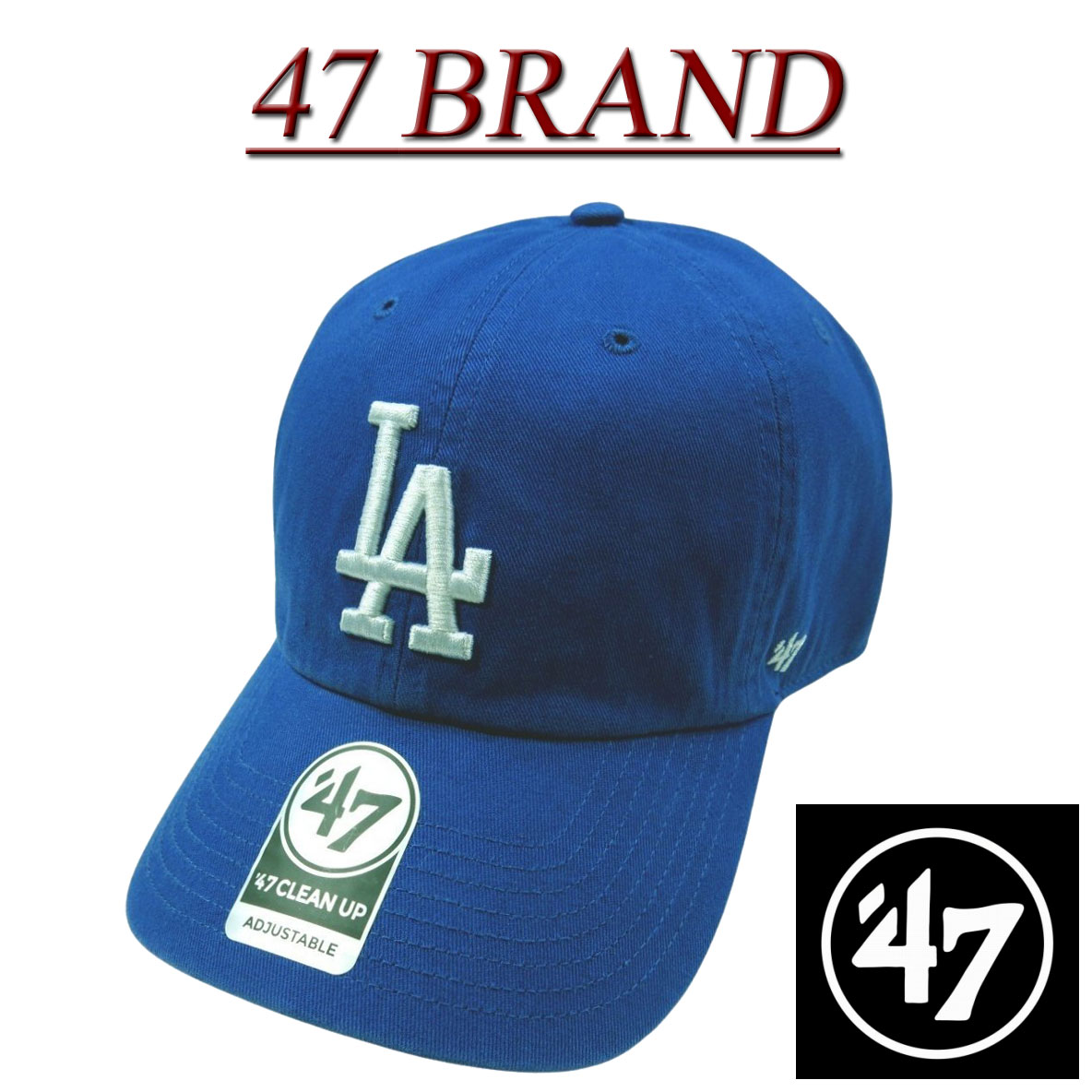 【定番】 ad431 新品 47BRAND CLEAN UP ロサンゼルス ドジャース ロゴ刺繍 ストラップバック ベースボ..