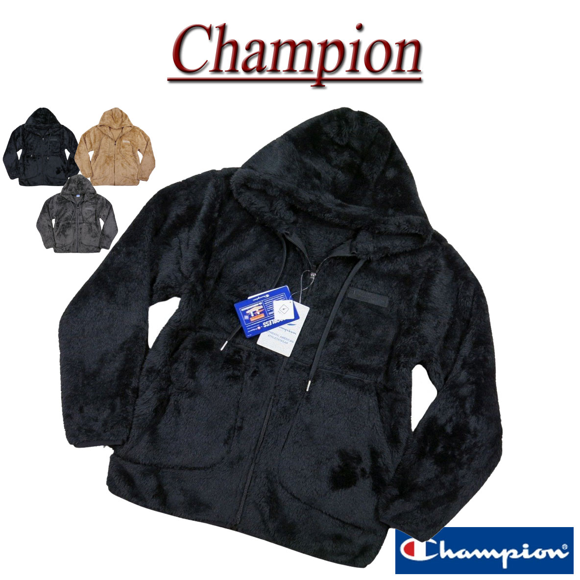 チャンピオン ボアジャケット メンズ 【3色3サイズ】 jc051 新品 Champion ワンポイント刺繍 シェルパフリース ジップパーカー C3-Y615 メンズ チャンピオン フード ジップアップ ボアフリース パーカー BASIC ベーシック フーデッド ジャケット 【smtb-kd】