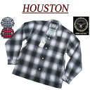  jg761 新品 HOUSTON 長袖 レーヨン オンブレチェック ワークシャツ 40989 メンズ ヒューストン RAYON OMBRE CHECK L/S WORK SHIRT オープンカラーシャツ アメカジ 