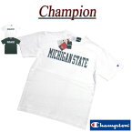 【2024春夏 2色4サイズ】 jg893 新品 Champion × MICHIGAN コラボ USA製 カレッジプリント 半袖 Tシャツ C5-Z305 メンズ チャンピオン × ミシガン州立大学 T1011 ティーテンイレブン 染み込みプリント HEAVY WEIGHT JERSEY Made in USA 【smtb-kd】