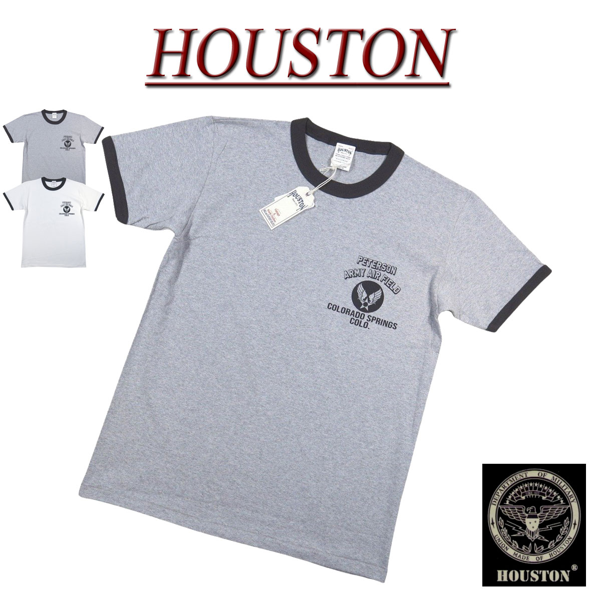 【2色4サイズ】 jh021 新品 HOUSTON USAAF ミリタリー 半袖 リンガーTシャツ 22207 メンズ ヒューストン USAAF SHORT SLEEVES T-SHIRT アメリカ陸軍航空軍 ティーシャツ アメカジ 【smtb-kd】