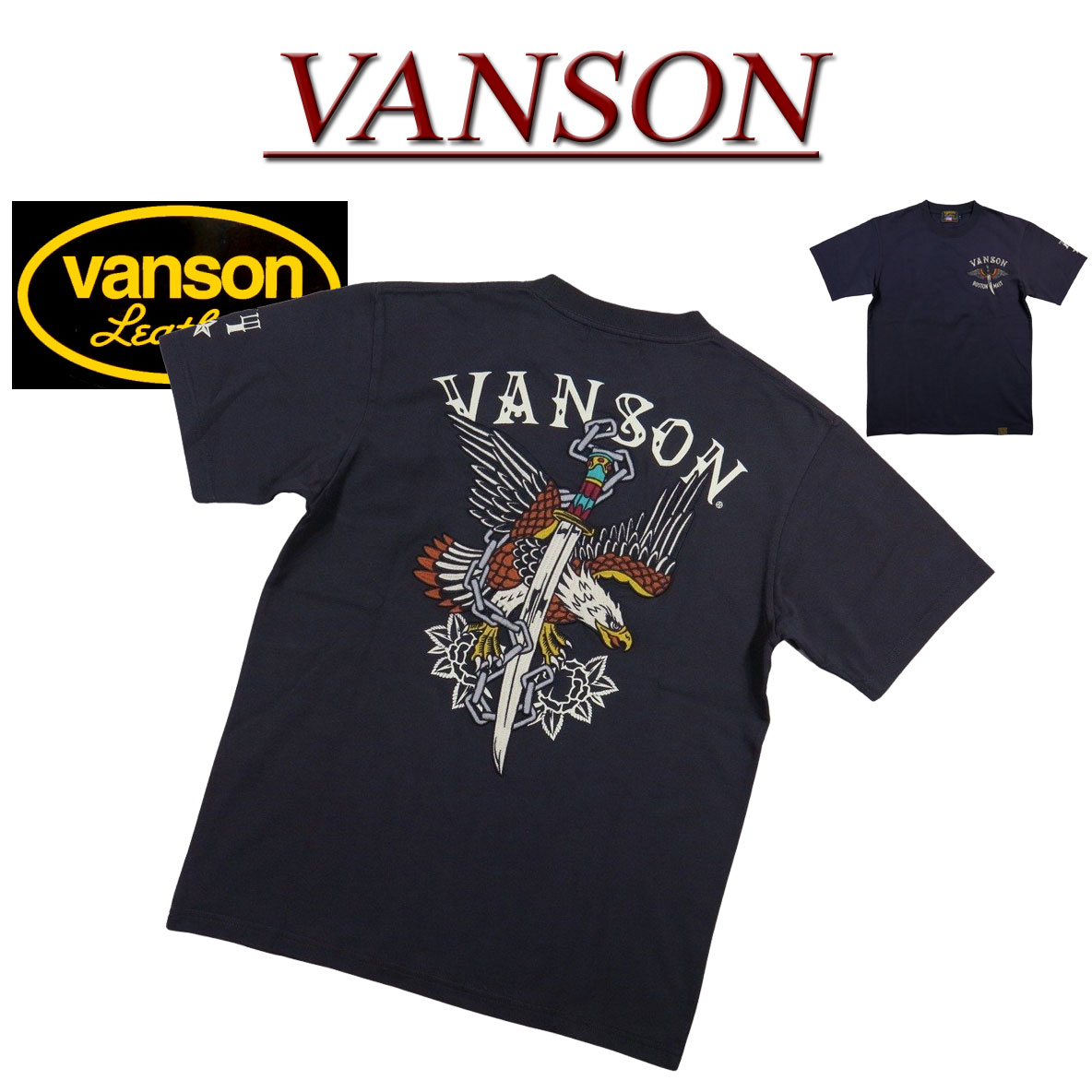 Rakuten - 【4サイズ】 nd791 新品 VANSON アメリカンイーグル 刺繍 半袖 Tシャツ NVST-2404 メンズ バンソン AMERICAN EAGLE SHORT SLEEVES T-SHIRT ティーシャツ ヴァンソン 【smtb-kd】