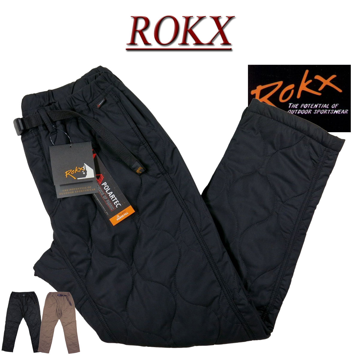  ry681 新品 ROKX ロックス ポーラテック パワーフィル 中綿入り キルト ワークパンツ クライミングパンツ RXMF191082 メンズ アメカジ QUILT WORK PANT INSULATED POLARTEC POWER FILL ボルダリング 