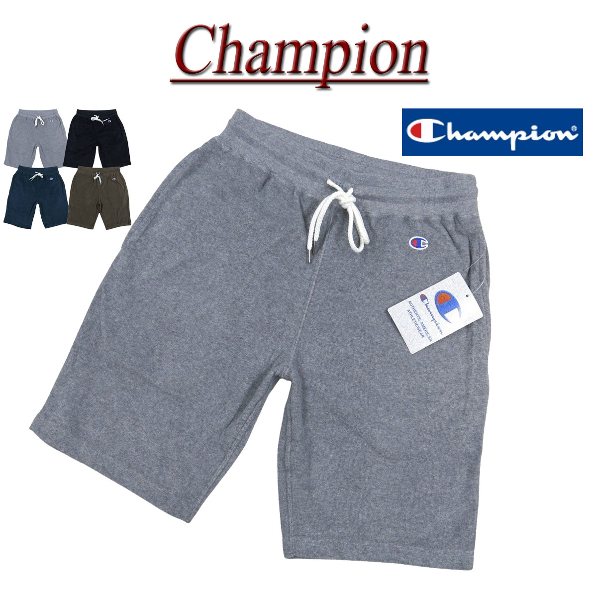 【4/28再入荷! 4色3サイズ】 jg961 新品 Champion USAコットン パイル地 無地 ショ...