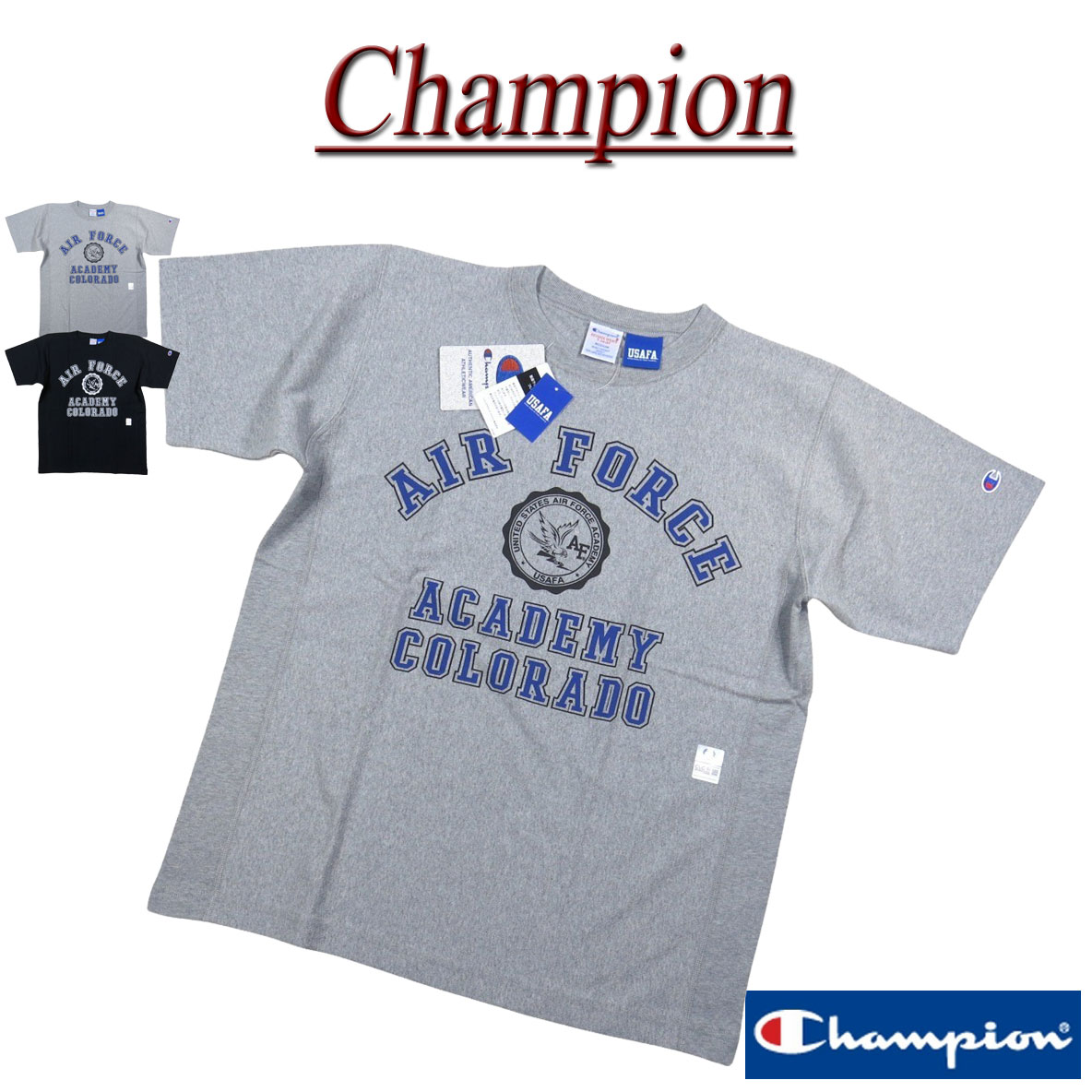 Rakuten - 【4/28再入荷! 2026春夏 2色3サイズ】 ji161 新品 Champion 9.4oz リバースウイーブ リラックスフィット USAコットン USAFA 染み込みプリント 半袖 Tシャツ C3-D305 メンズ チャンピオン REVERSE WEAVE RELAX FIT 米空軍士官学校 ティーシャツ アメカジ 【smtb-kd】